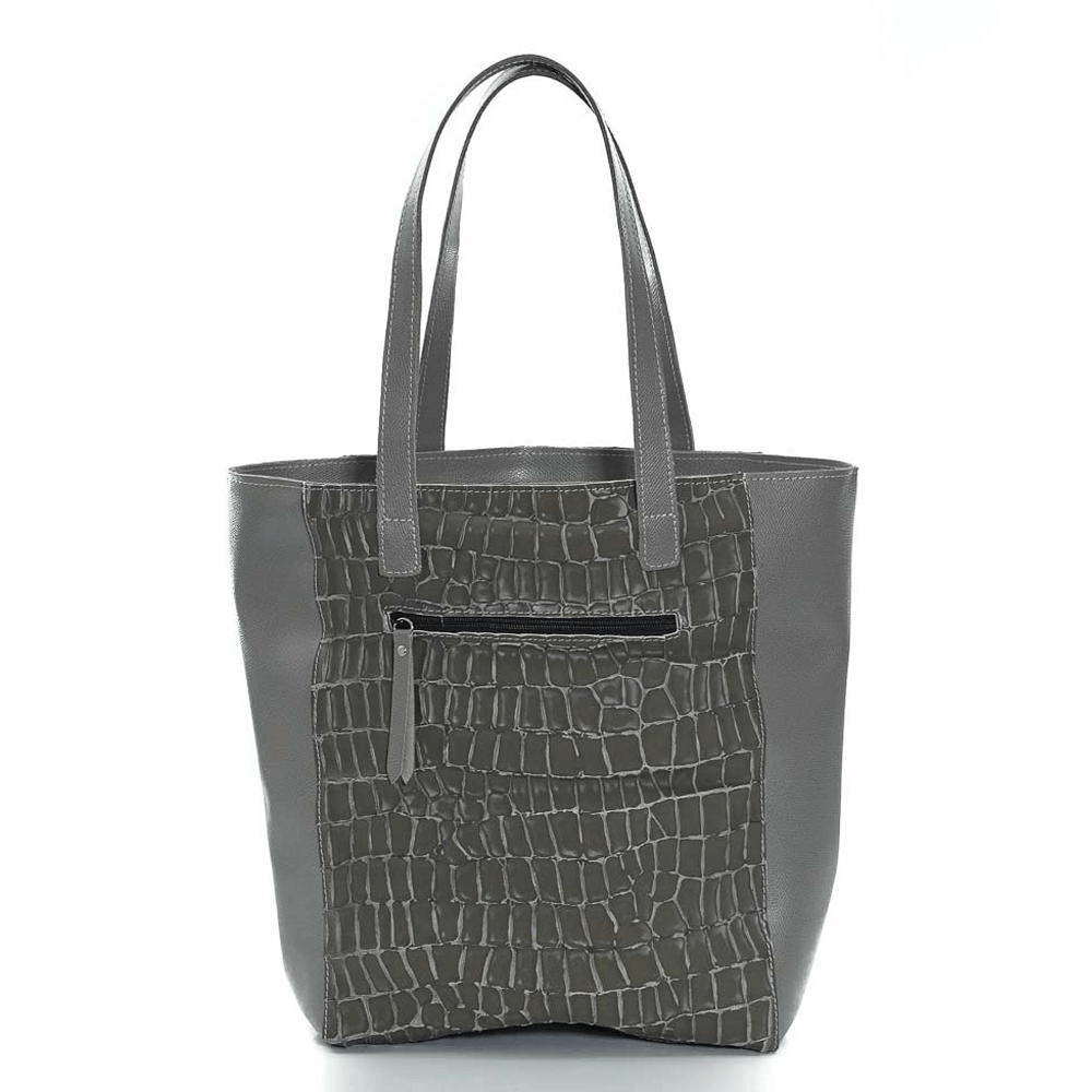 Дамска чанта от естествена италианска кожа модел TAMARA gri cro